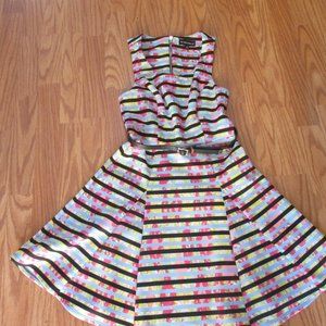 My Michelle Size 3 Multicolored Sleeveless Dress black and blue stripes